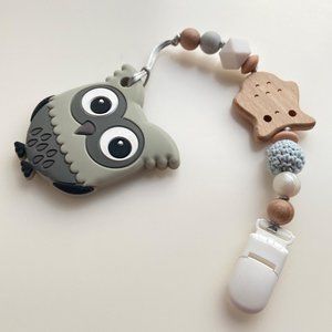 Modern Baby Teether Clip - Owl Toy - NEW